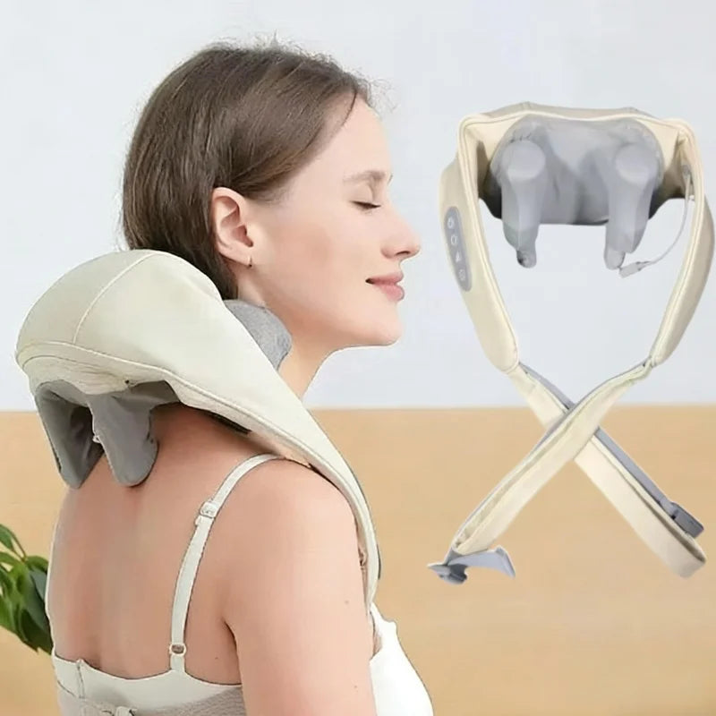Shoulders and Neck Massager with Hot Compress Function Relaxes Back Shoulder Muscle Pain Relief Portable Bionic