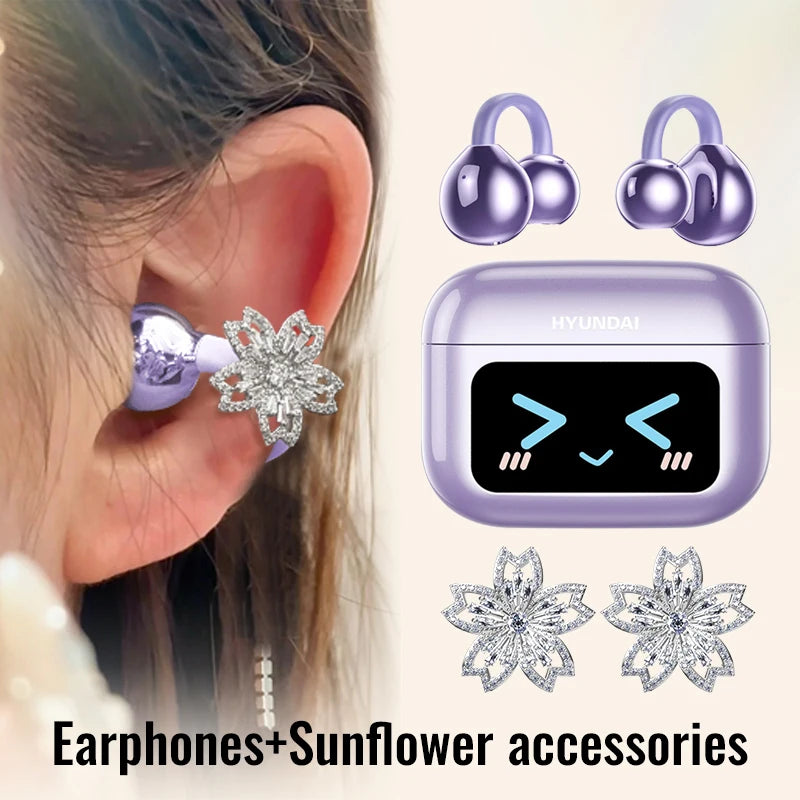 Choice HYUNDAI M100 Open Ear Gaming Earphones Sport Wireless Earbuds TWS Headset Hifi Sound Headphones With Mic For Android IOS