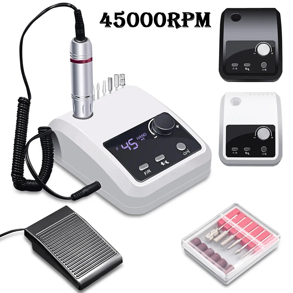 45000 RPM Electric Nail Drill Machine for Nails Electric File HD Display Metal Manicure Pen Professional nail lathe Sander