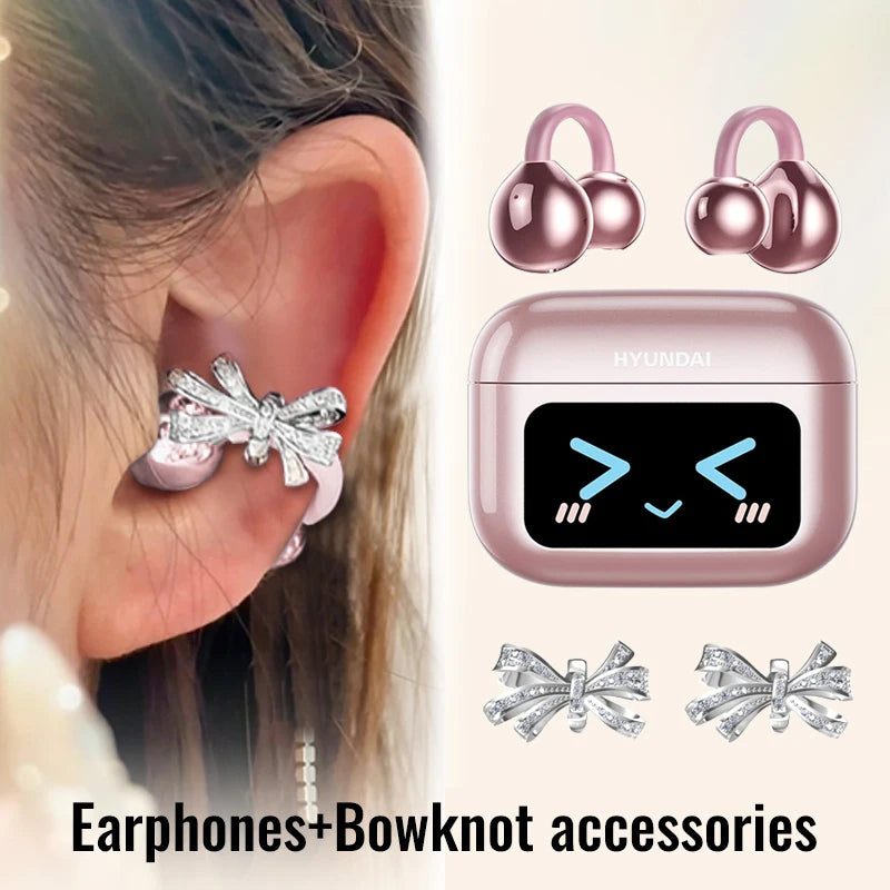 Choice HYUNDAI M100 Open Ear Gaming Earphones Sport Wireless Earbuds TWS Headset Hifi Sound Headphones With Mic For Android IOS