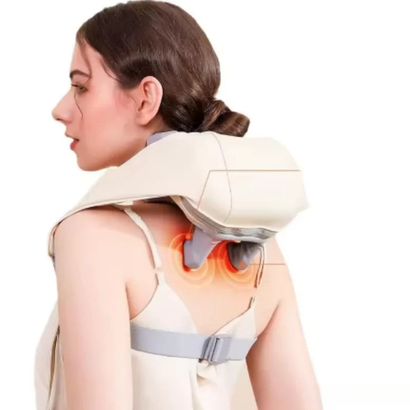 Shoulders and Neck Massager with Hot Compress Function Relaxes Back Shoulder Muscle Pain Relief Portable Bionic