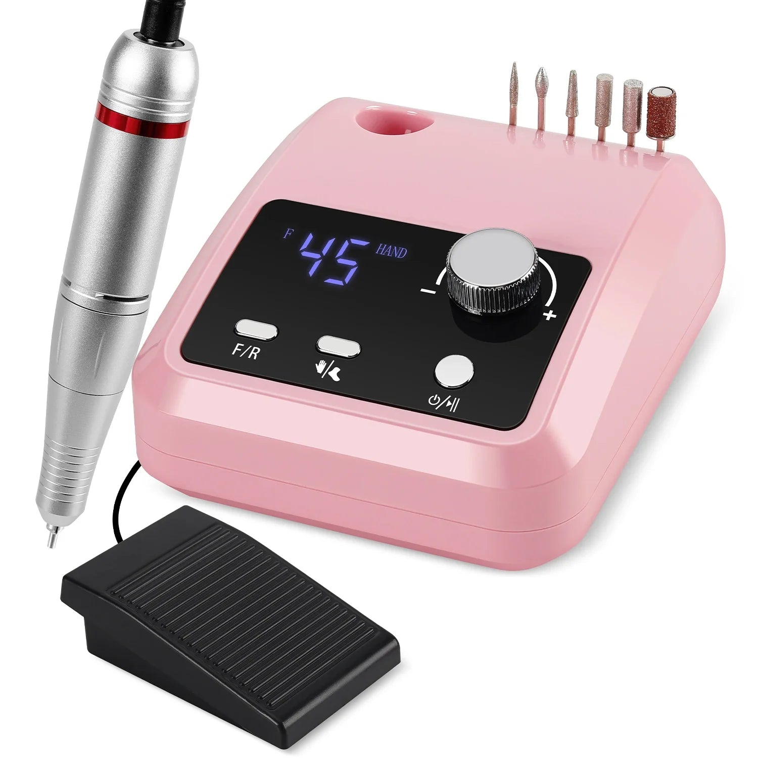 45000RPM Nail Drill Machine Professional Nail Lathe with Large LCD Screen 30W Smart Electric Manicure Polisher Nail Art Toools