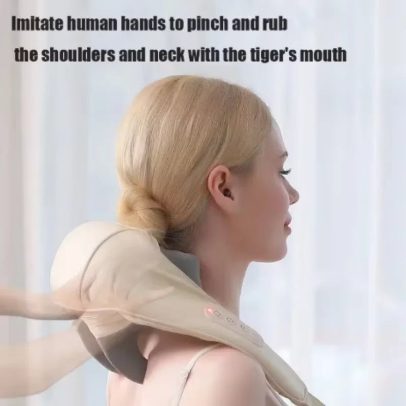 Shoulders and Neck Massager with Hot Compress Function Relaxes Back Shoulder Muscle Pain Relief Portable Bionic