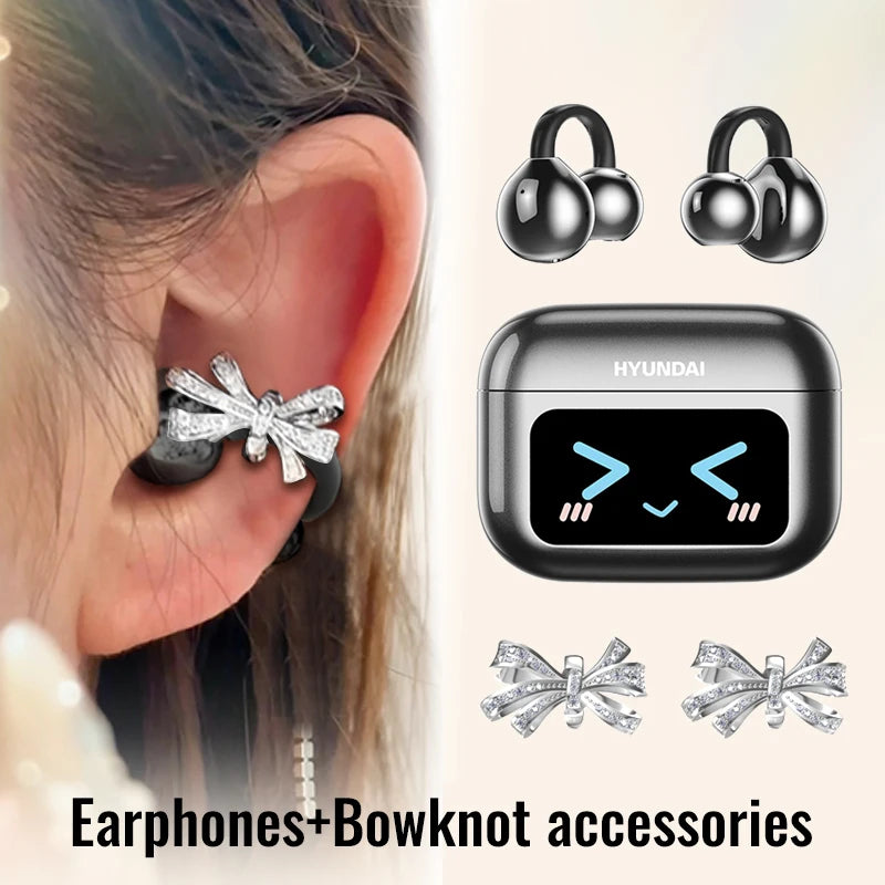 Choice HYUNDAI M100 Open Ear Gaming Earphones Sport Wireless Earbuds TWS Headset Hifi Sound Headphones With Mic For Android IOS