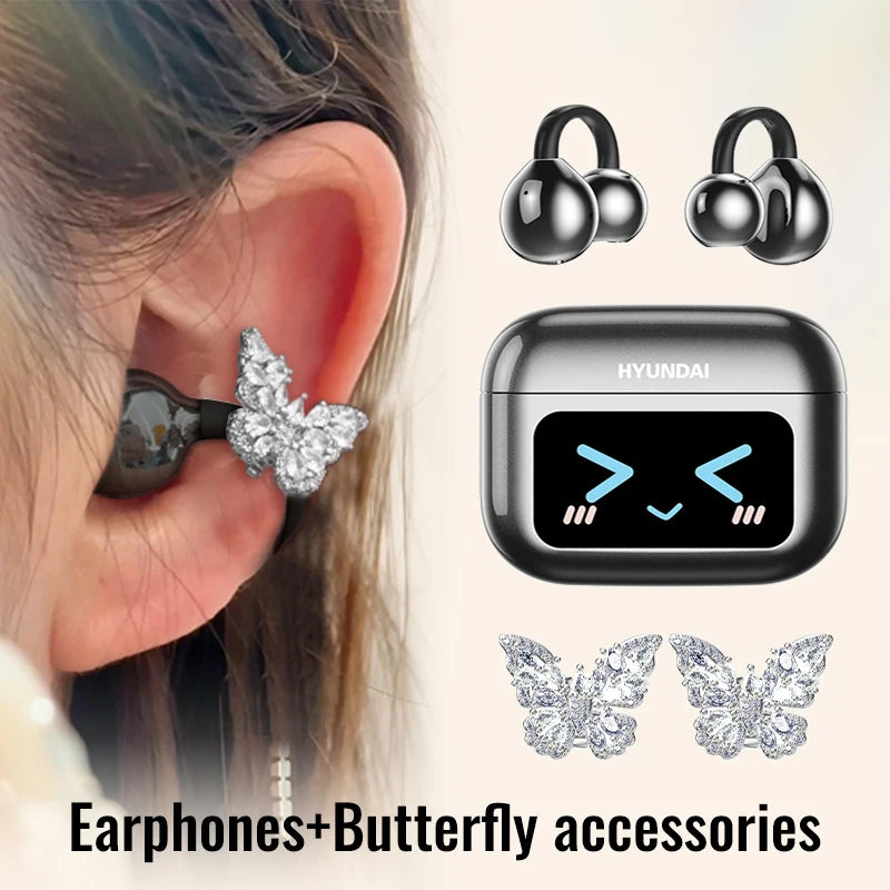 Choice HYUNDAI M100 Open Ear Gaming Earphones Sport Wireless Earbuds TWS Headset Hifi Sound Headphones With Mic For Android IOS