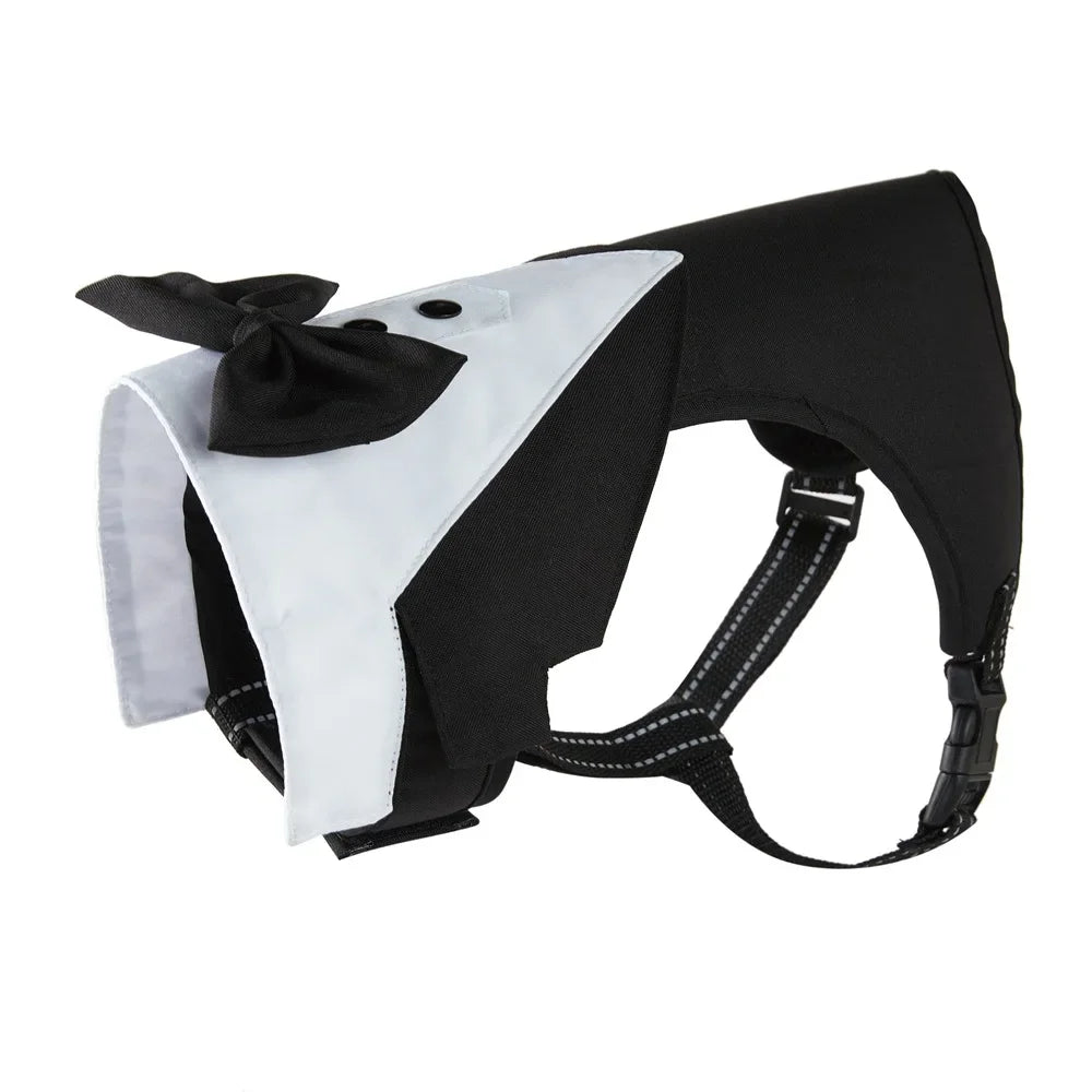 Dog Tuxedo Adjustable Harness No Pull for Small Medium Large Boys Dogs Cat Puppy Dog Wedding Suit with Bow Tie Pet Party Costume