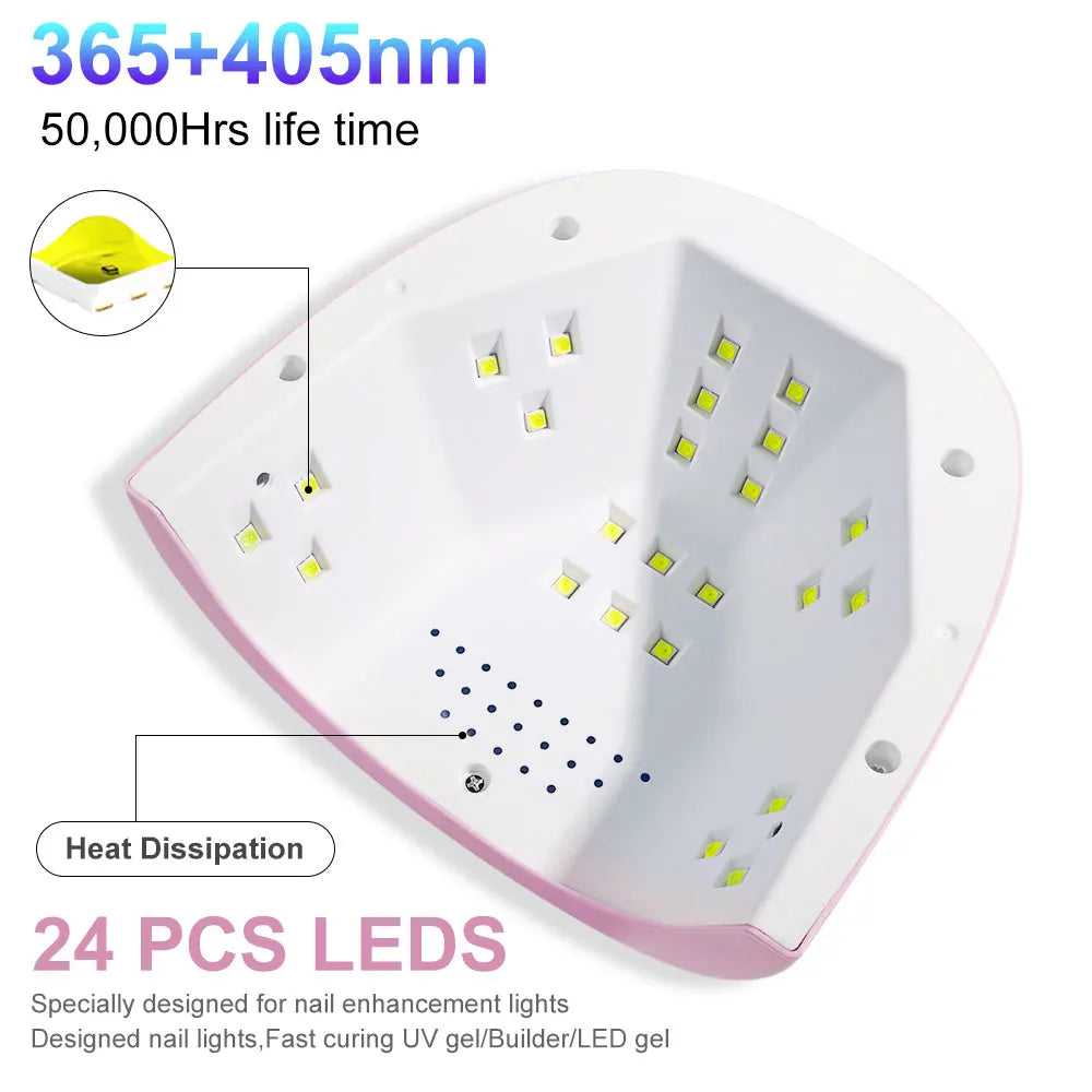 Lámpara UV LED 24/6 para secado de esmalte de uñas en gel con pantalla LED y sensor de movimiento, lámpara secadora de manicura profesional, herramienta de uso doméstico