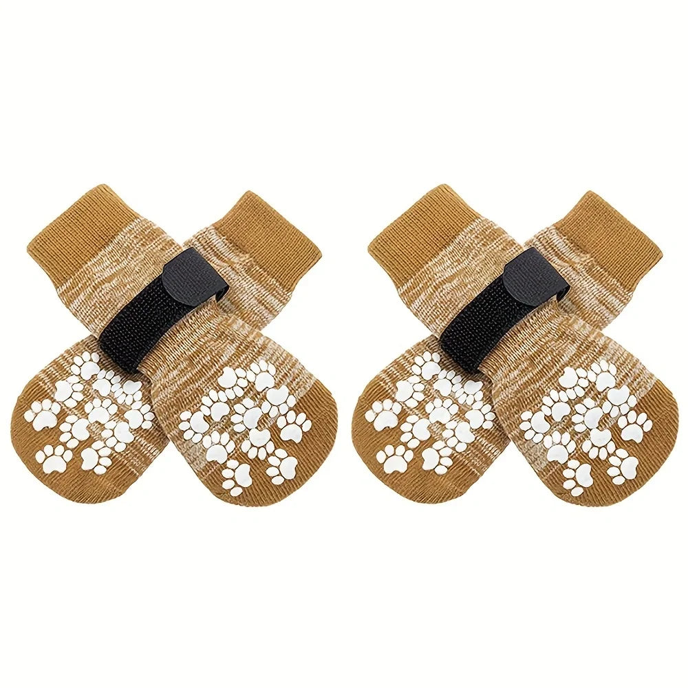 4PCS Pet Shoes, Dog's Foot Covers, Adjustable Indoor And Outdoor Non-Slip Socks For Pets.