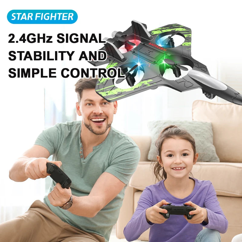 2.4G remote control fighter electric foam glider stunt tumbling UAV hovering helicopter  with LED colorful lights aircraft model