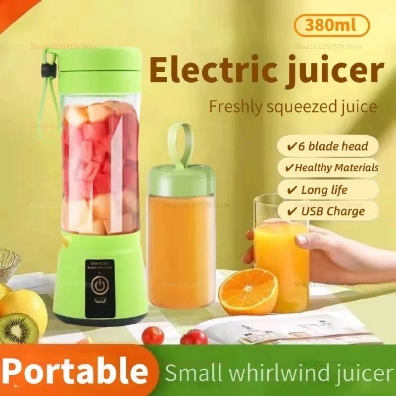 380ml Portable Electric Juicer Smoothie Blender USB Rechargeable Mini Food Processor for Travel Kitchen Workout Bag Liquidizer