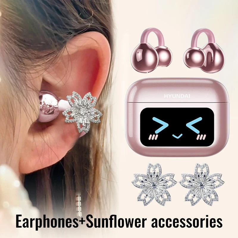 Choice HYUNDAI M100 Open Ear Gaming Earphones Sport Wireless Earbuds TWS Headset Hifi Sound Headphones With Mic For Android IOS