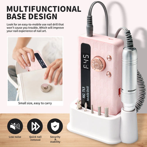 35000/45000RPM Rechargeable Nail Drill Machine Professional Portable Electric Manicure File for Nails Gel Polish Remove Grinding