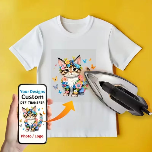 10PCS 50PCS Customized DTF hot stamping and heat transfer of your logo text stickers, DIY clothing and hats, washable patches