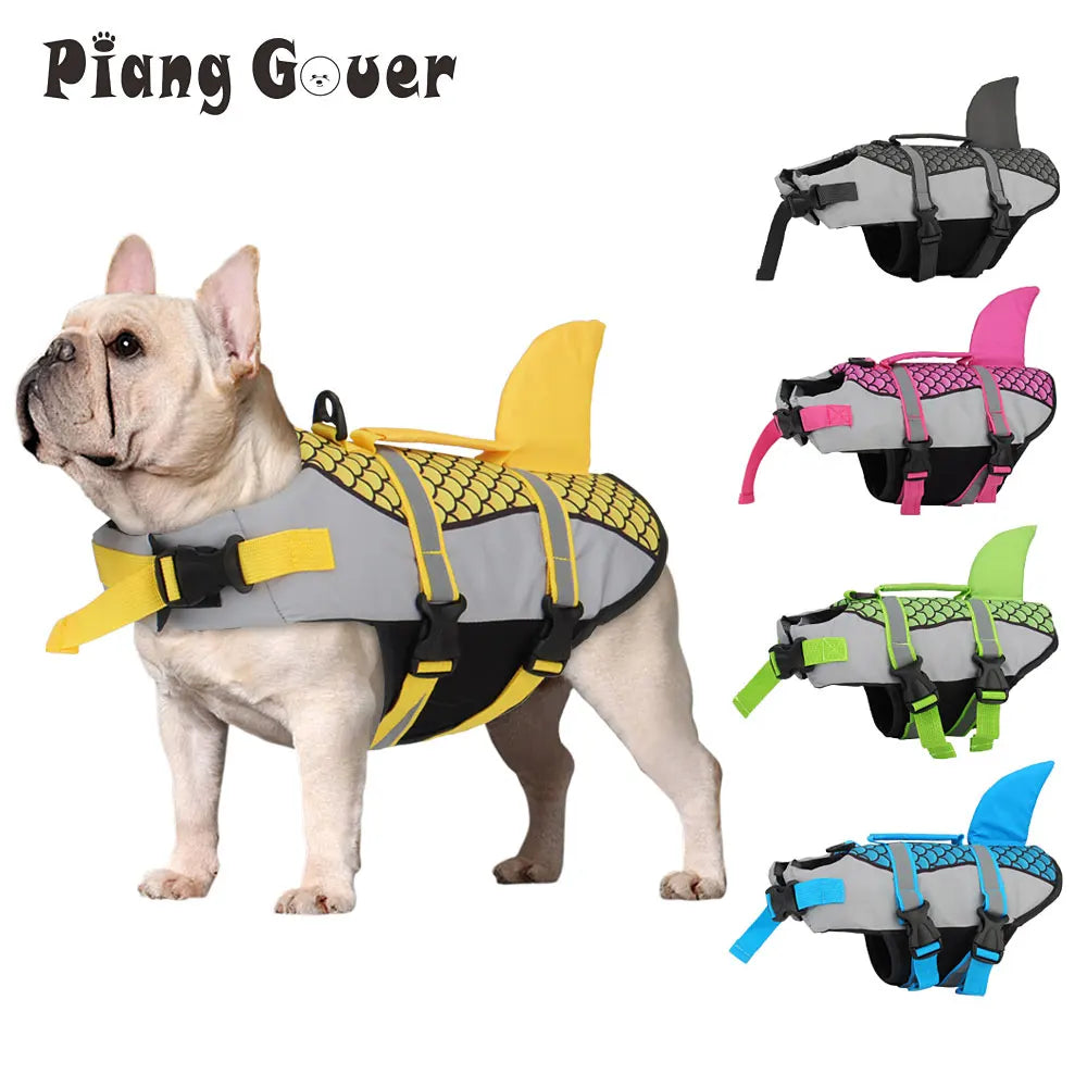Scales Shark Swim Dog Clothes Pet Life Jacket Vest Harness Pet Swimming Summer Swimwear