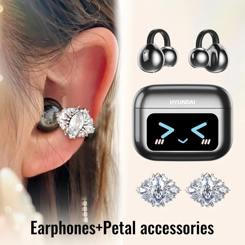 Choice HYUNDAI M100 Open Ear Gaming Earphones Sport Wireless Earbuds TWS Headset Hifi Sound Headphones With Mic For Android IOS