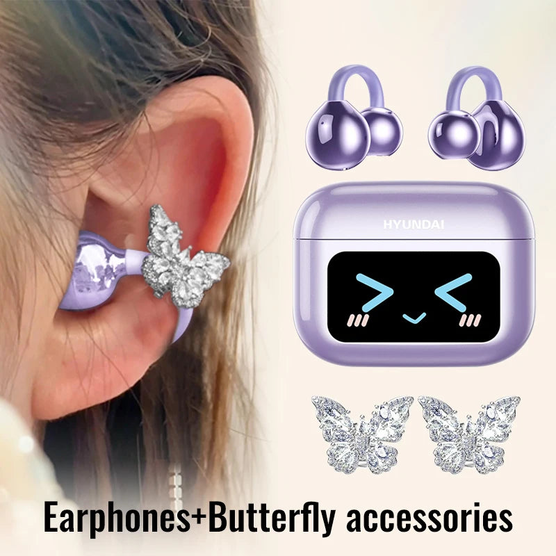 Choice HYUNDAI M100 Open Ear Gaming Earphones Sport Wireless Earbuds TWS Headset Hifi Sound Headphones With Mic For Android IOS