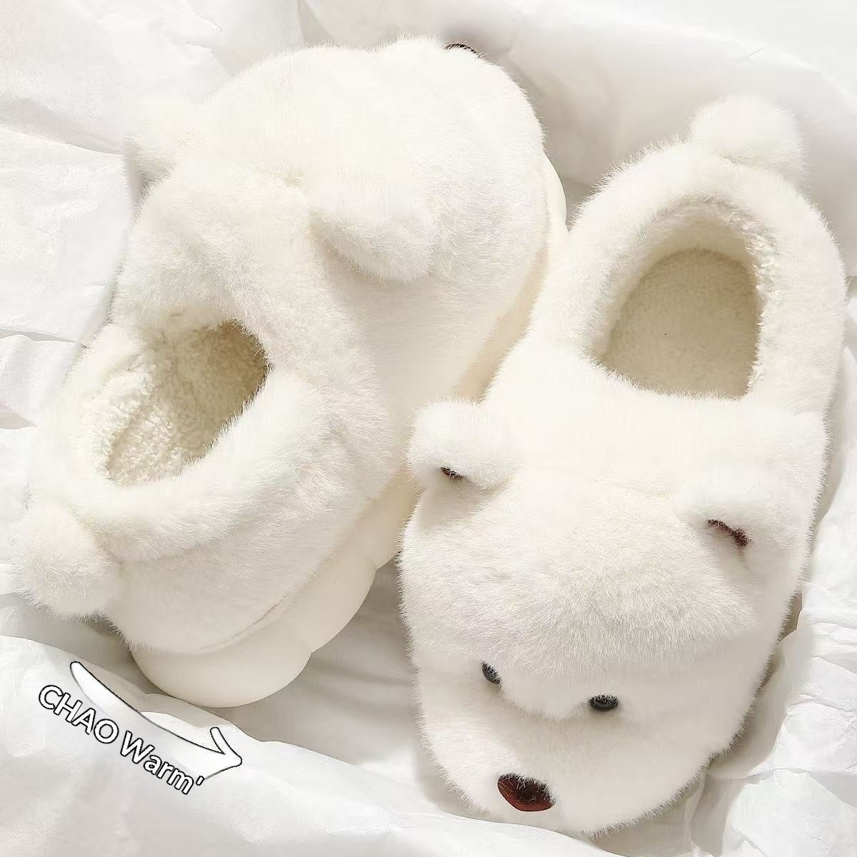Cartoon Plush Warm Non-slip Thick-soled Cotton Slippers
