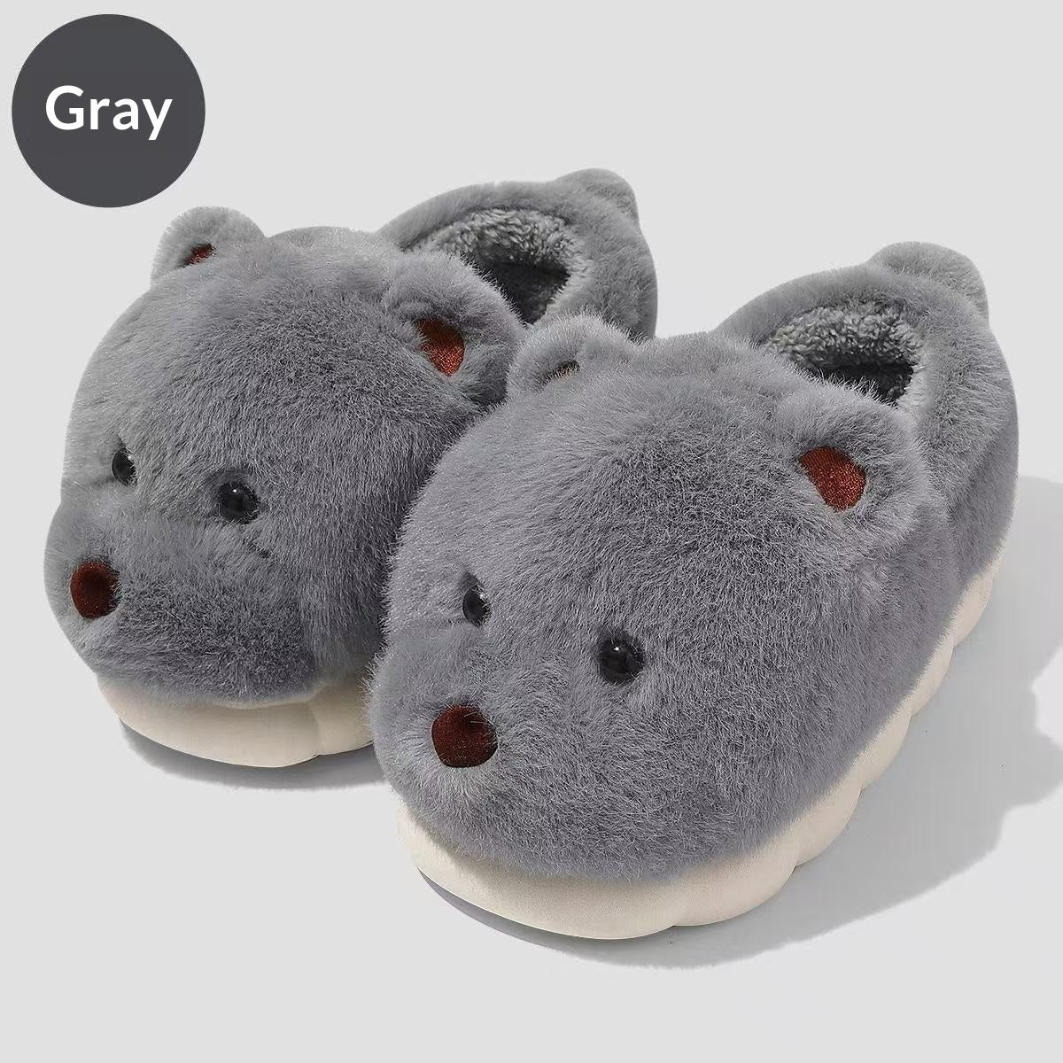 Cartoon Plush Warm Non-slip Thick-soled Cotton Slippers