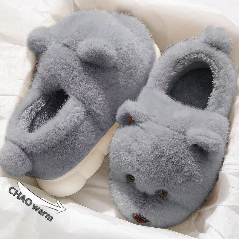 Cartoon Plush Warm Non-slip Thick-soled Cotton Slippers