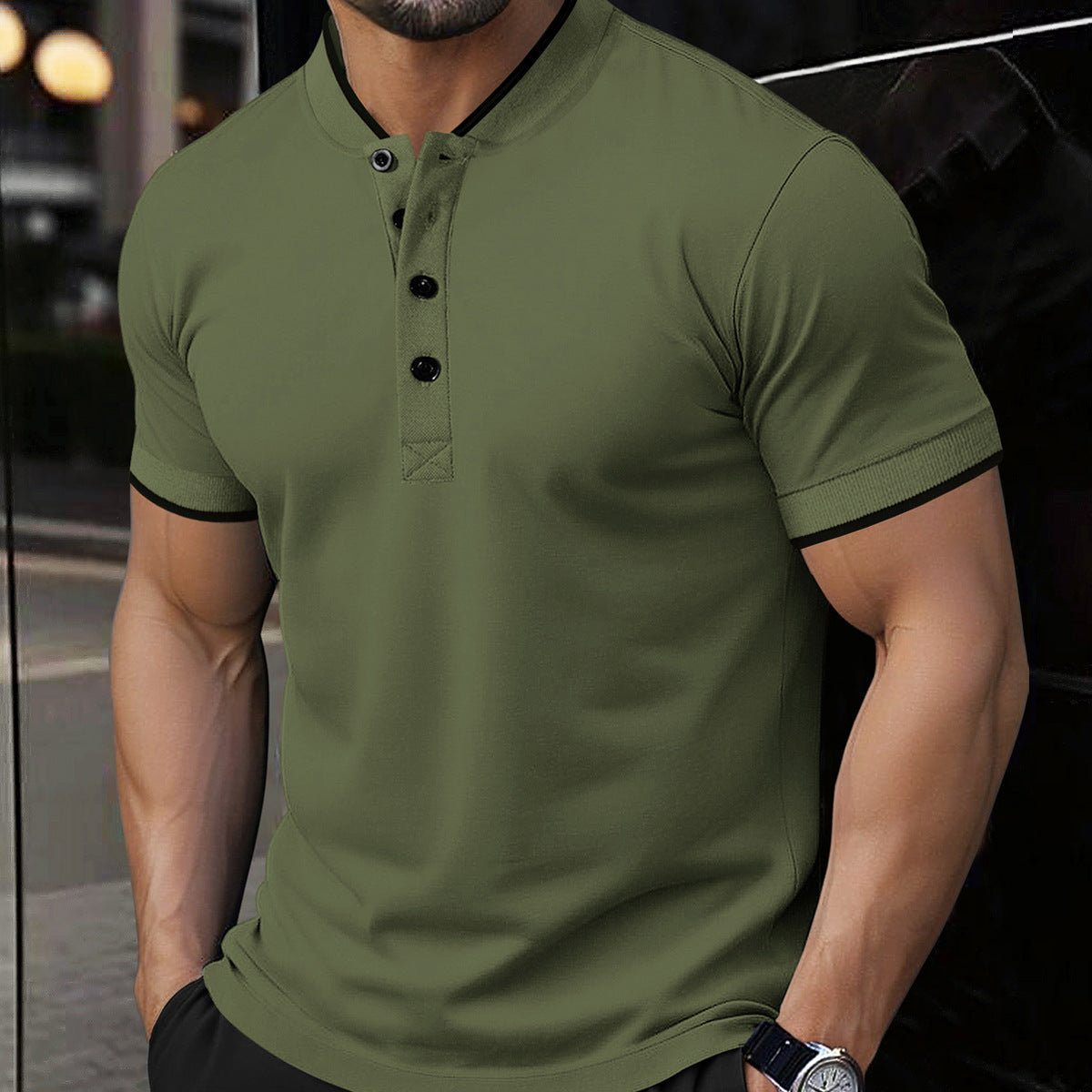 Mens Versatile Casual Short-sleeve Top