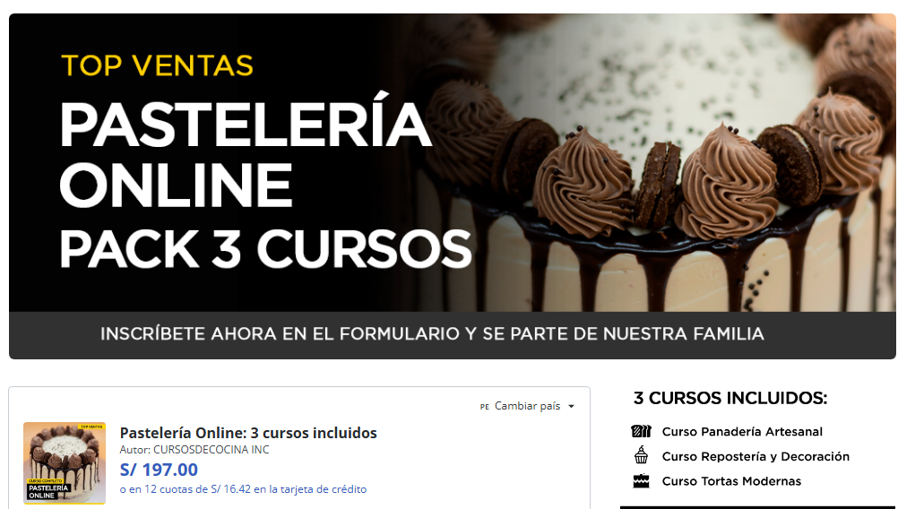 🍰 Pastelería Online: 3 Cursos Incluidos - Pack Completo