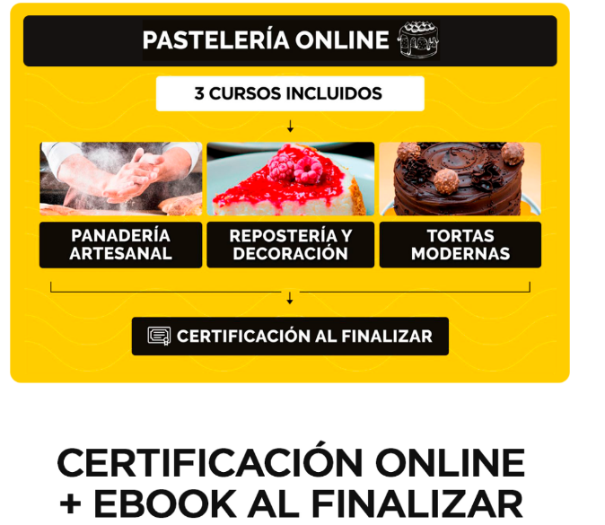 🍰 Pastelería Online: 3 Cursos Incluidos - Pack Completo
