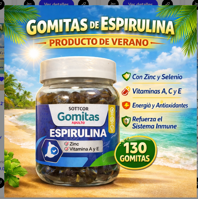 Gomitas de Espirulina - Energía, Vitaminas y Refuerzo Inmune (130 gomitas)