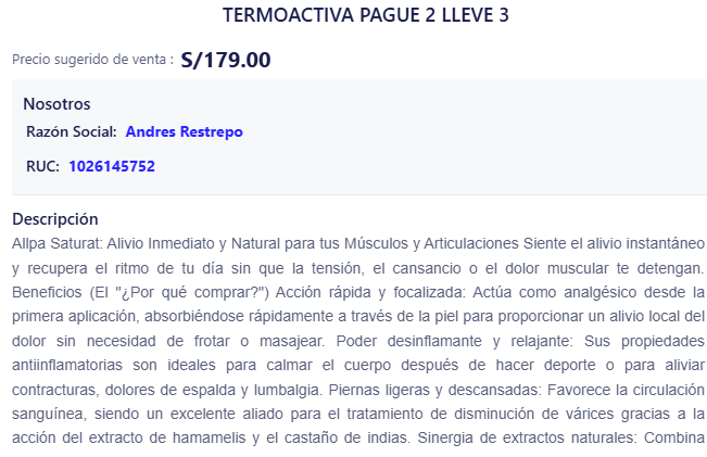 Loción Termoactiva - Pague 2 Lleve 3 (S/ 179.00)