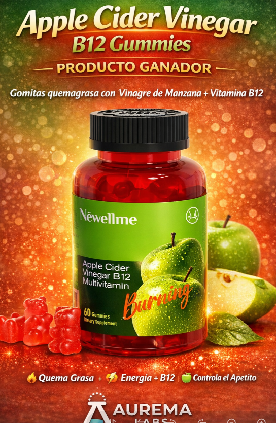Apple Cider Vinegar B12 Gummies - Quema Grasa y Energía (60 gomitas)